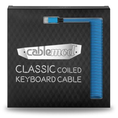 cablemod classic coiled keyboard cable micro usb a usb type a, spectrum blue 150cm