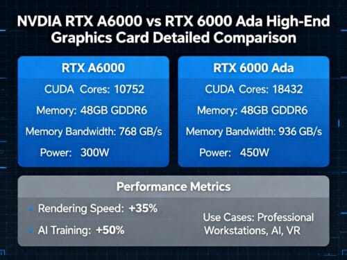 GPU professionali NVIDIA RTX A6000 e RTX 6000 Ada per workstation, confronto specifiche tecniche e performance